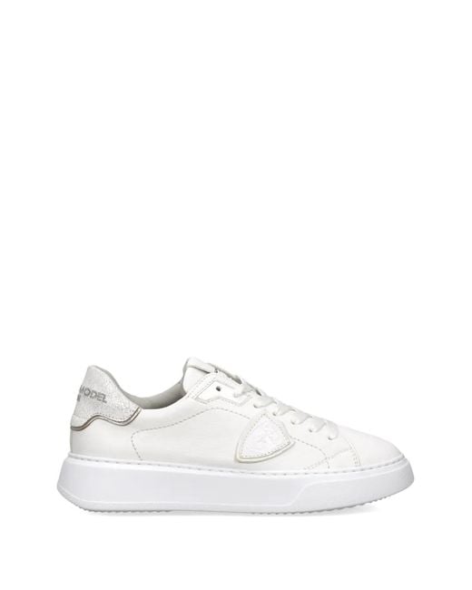 Philippe Model White Temple Low Leather Sneakers