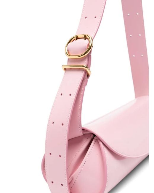Jil Sander Pink Cannolo Leather Shoulder Bag
