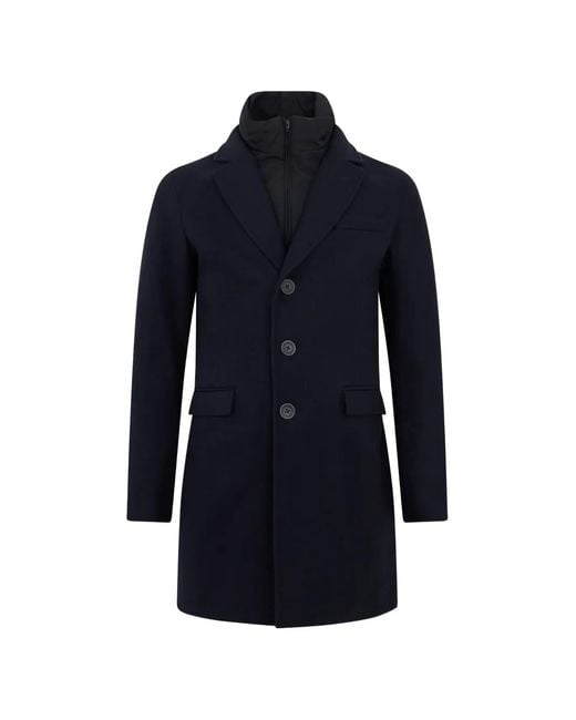 Herno Blue Padded-Insert Single-Breasted Coat for men
