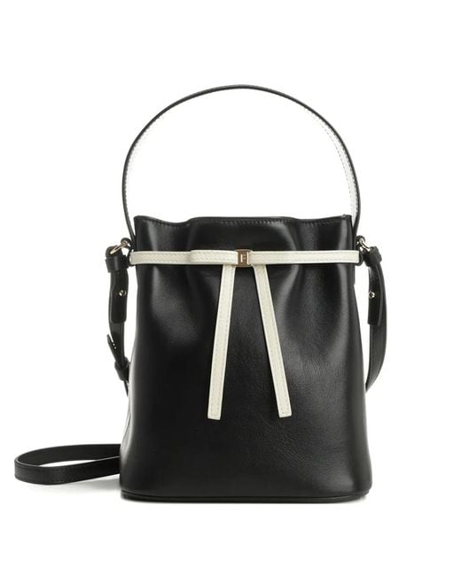 Ferragamo Black Bow-Detail Bucket Bag