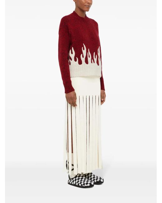 Alanui Red Crew-Neck Wool-Cashmere Blend Jumper