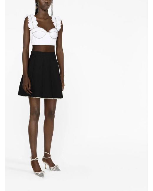 Area White Embellished Crop Top