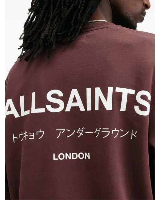 AllSaints Red Underground Logo-Print Sweatshirt for men