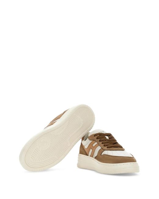 Hogan Brown Logo-Embellished Leather Sneakers