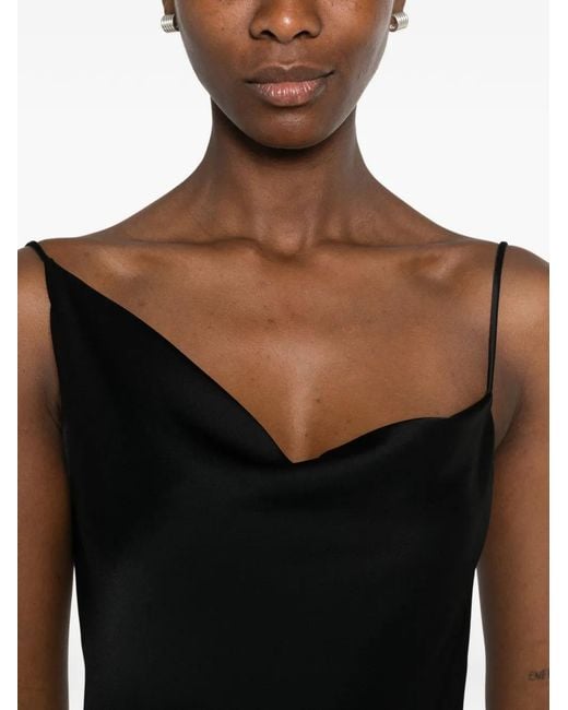 Stella McCartney Black Robe Mi-Longue Asymétrique À Col Bénitier