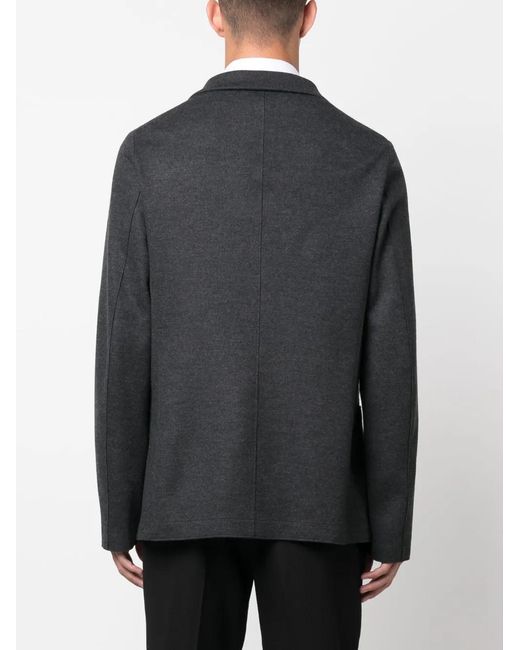 Harris Wharf London Black Single-Breasted Virgin-Wool Blazer for men