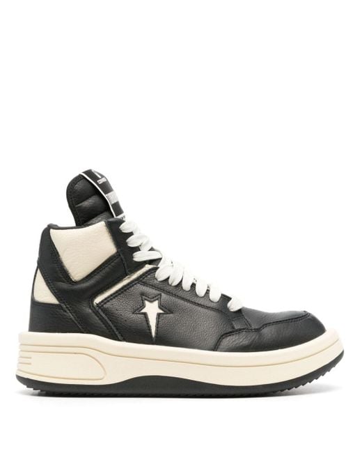 Rick Owens Black X Converse Plateau-Sneakers Turbowpn aus Leder