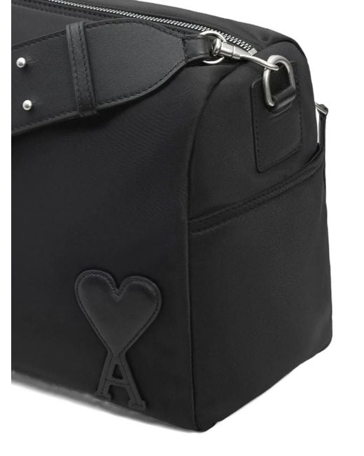 AMI Heart-patch Shoulder Bag Black