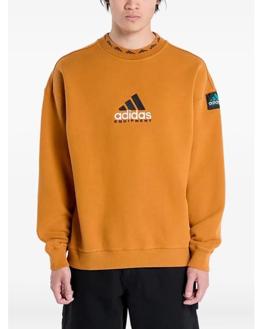 Felpa Girocollo Eqt Con Logo di Adidas in Orange da Uomo