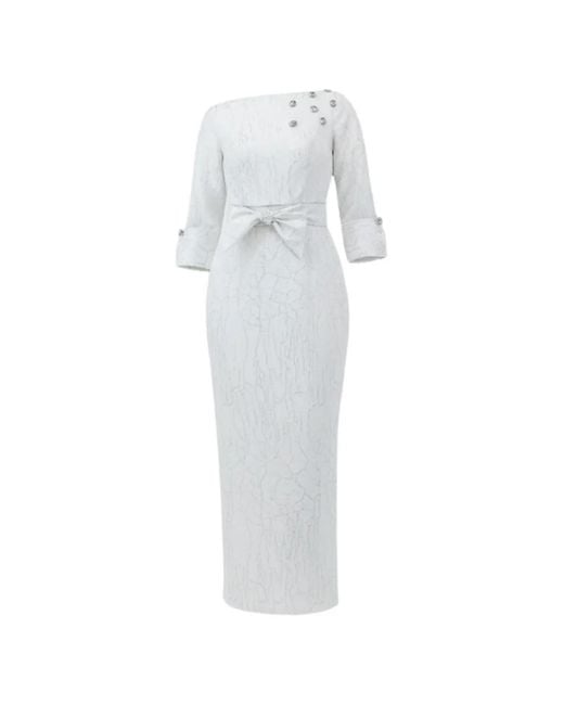 Baruni White Sedum Embellished Maxi Dress