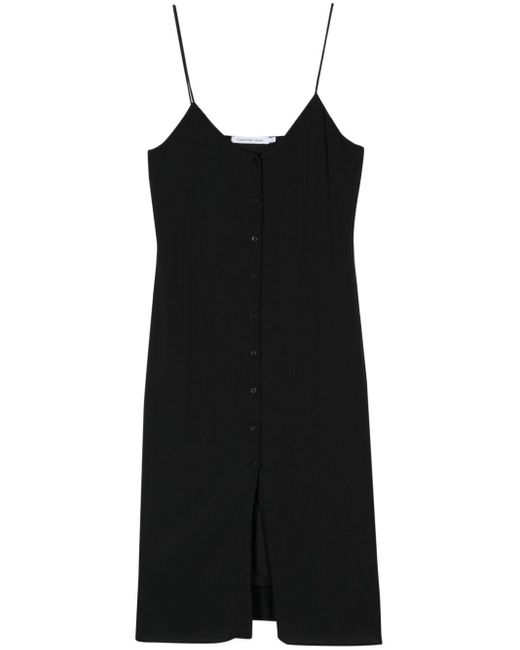 Calvin Klein Black Logo-print Buttoned Midi Dress