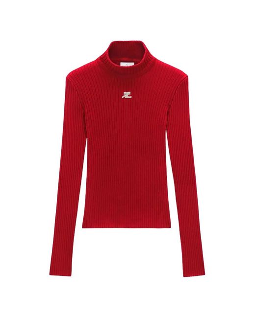 Pull Côtelé Reedition À Patch Logo Courreges en coloris Red