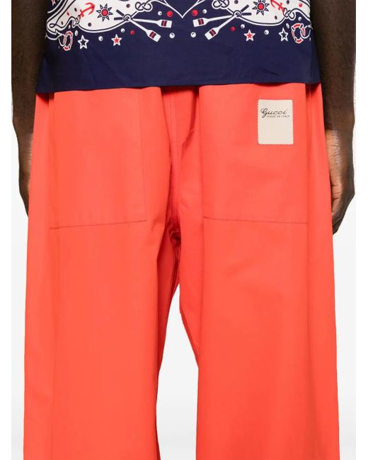 Gucci Red Cotton Wide-leg Trousers - Men's - Cotton for men