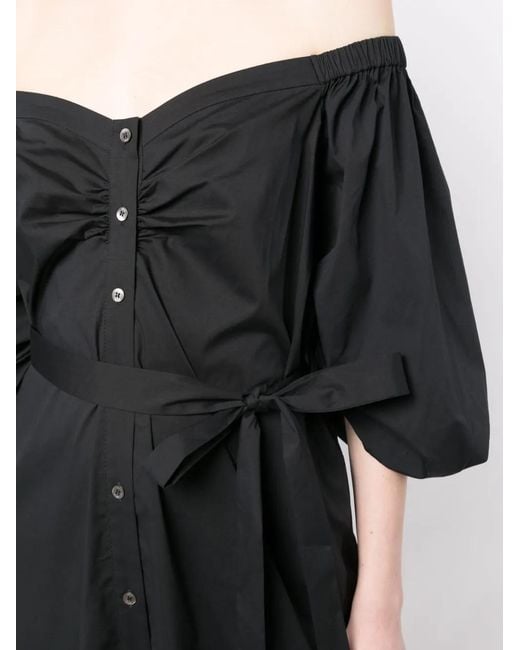 Staud Black Reese Off-Shoulder Stretch-Cotton Dress