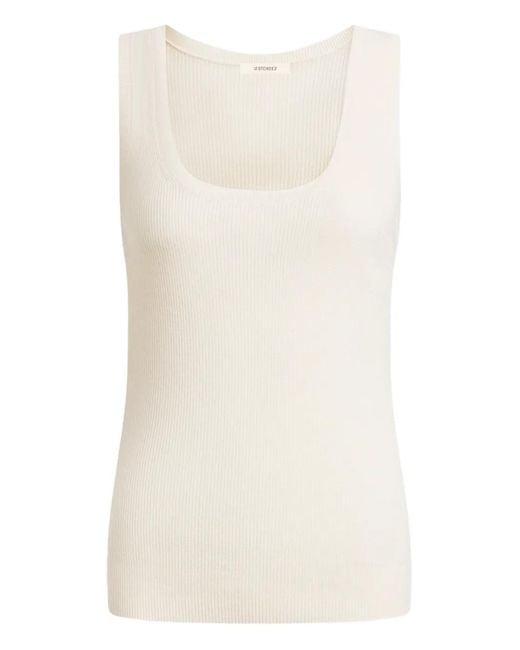 12 STOREEZ White Ribbed Merino Tank Top