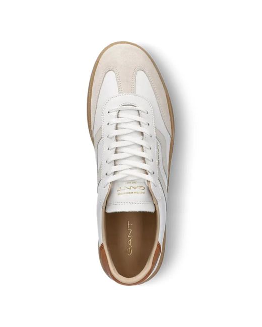 Gant White Cuzmo Lace-Up Suede Sneakers for men