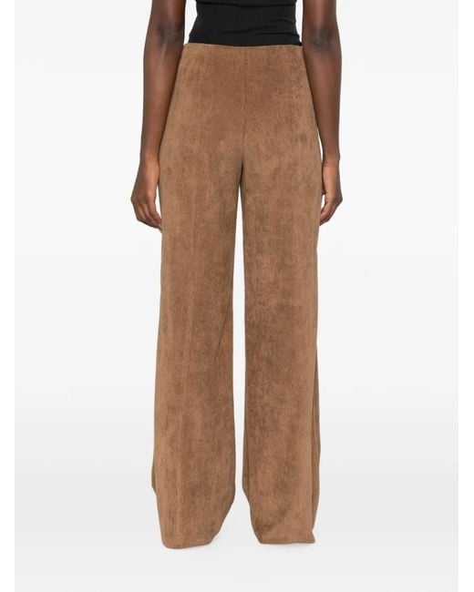 Emme Brown Corduroy-Effect Wide-Leg Trousers