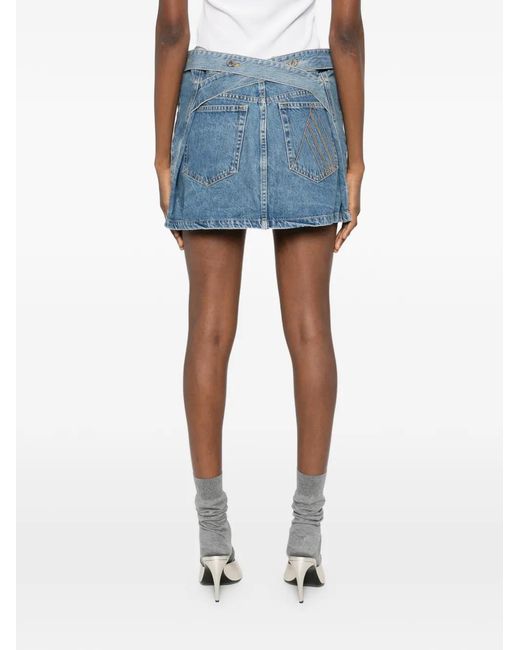 The Attico Blue Belted Mini Skirt