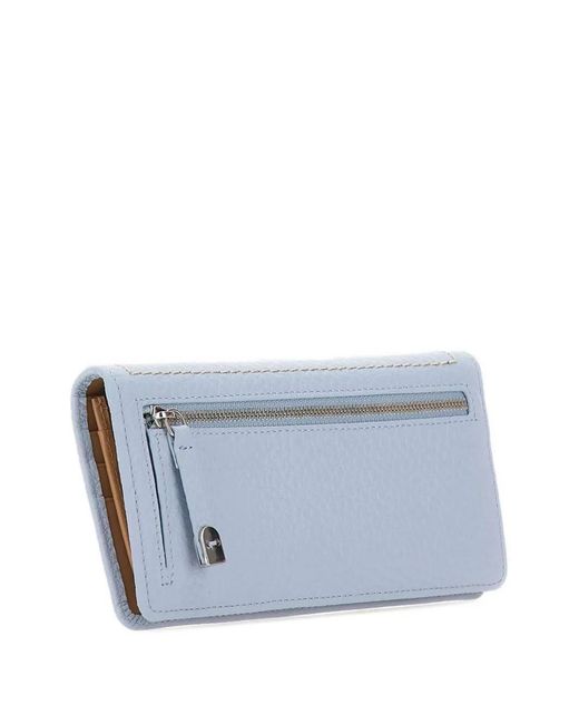 Gianni Chiarini Blue Bubble Printed-Logo Leather Wallet