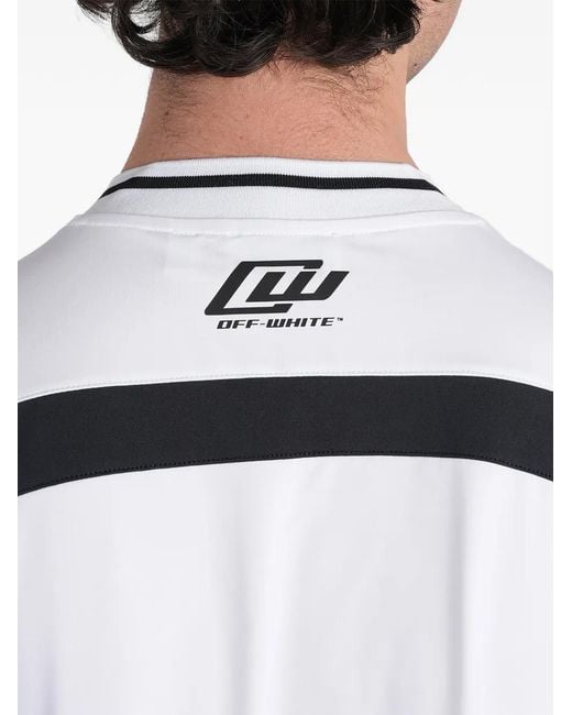 Off-White c/o Virgil Abloh White Logo-Print V-Neck T-Shirt for men