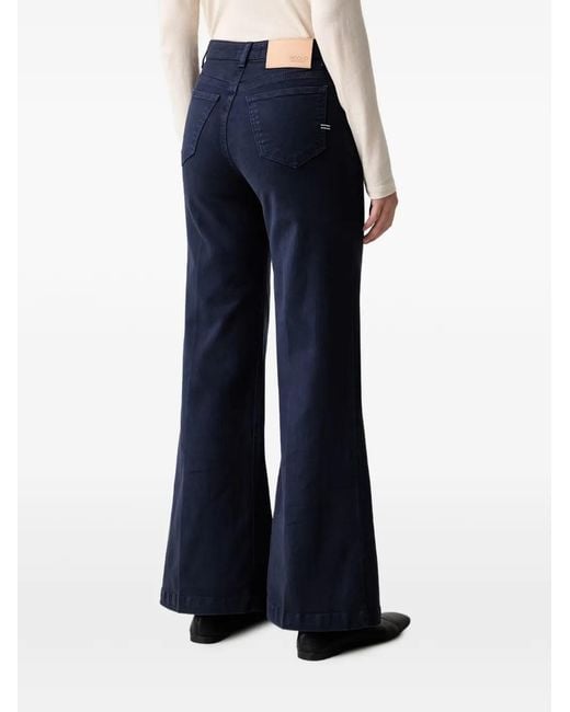ViCOLO Blue Button-Detail Flared Jeans