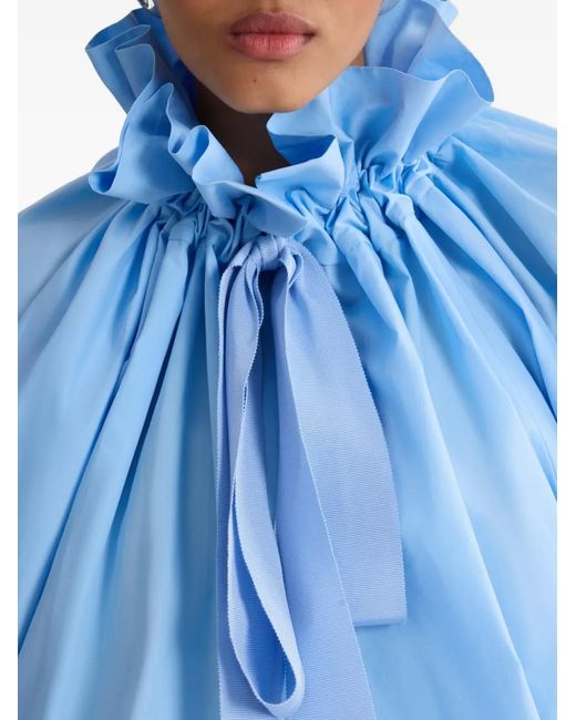 Patou Blue Ruffled Ribbon Top