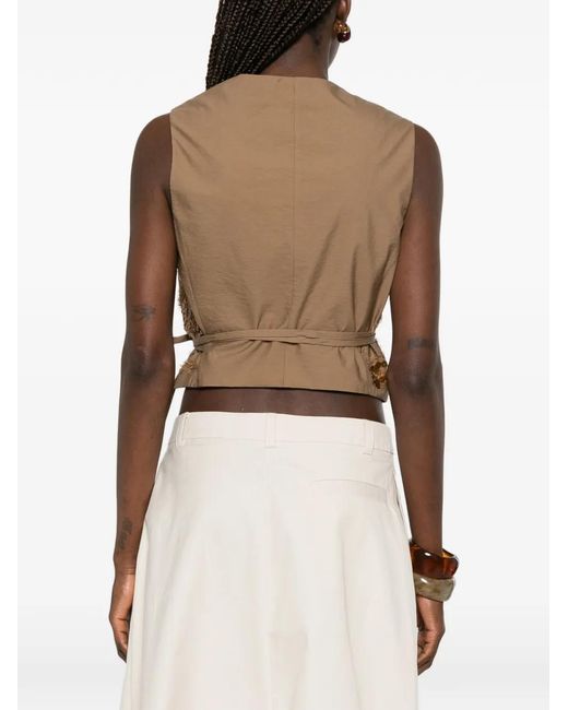 Brunello Cucinelli Brown Sequin-Embellished Waistcoat