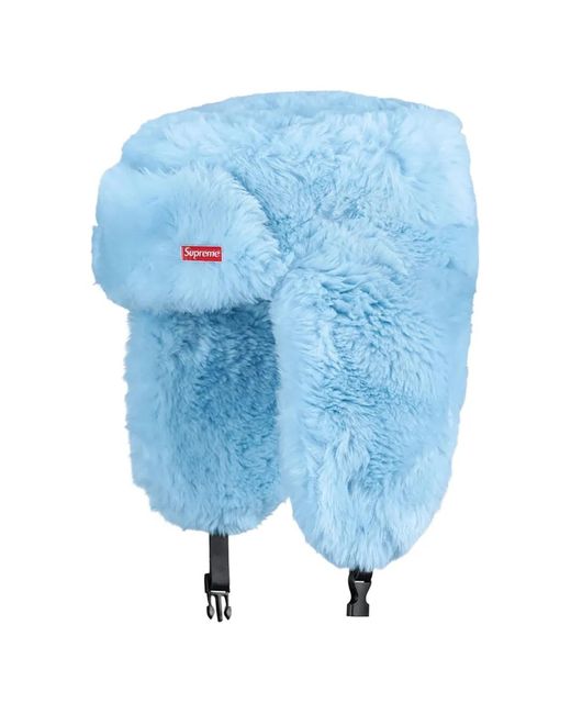 Supreme Blue Ushanka Fluffy Hat for men