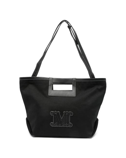Max Mara Black Logo-Applique Shoulder Bag