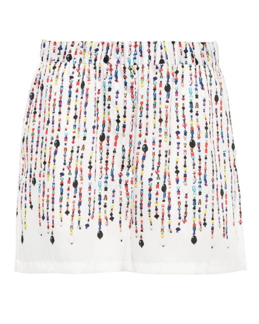 MSGM White Bead-print Shorts