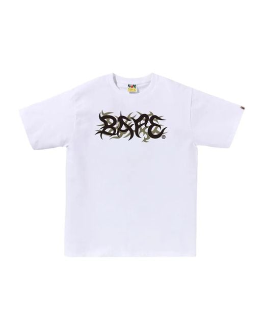 A Bathing Ape White Camo Logo-Print T-Shirt for men