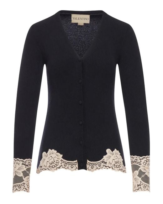 Valentino Garavani Blue Lace Cashmere Cardigan