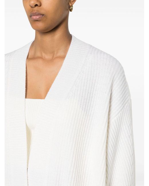 Allude White Open-front Cardi-coat