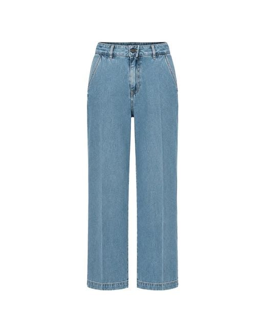 Liviana Conti Blue Pressed-Crease Wide-Leg Jeans