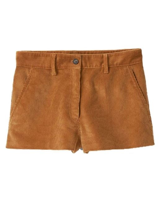 Miu Miu Brown Corduroy Cotton Shorts