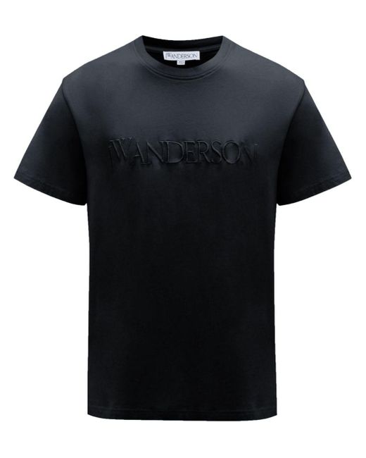 Camiseta con logo bordado J.W. Anderson de hombre de color Black