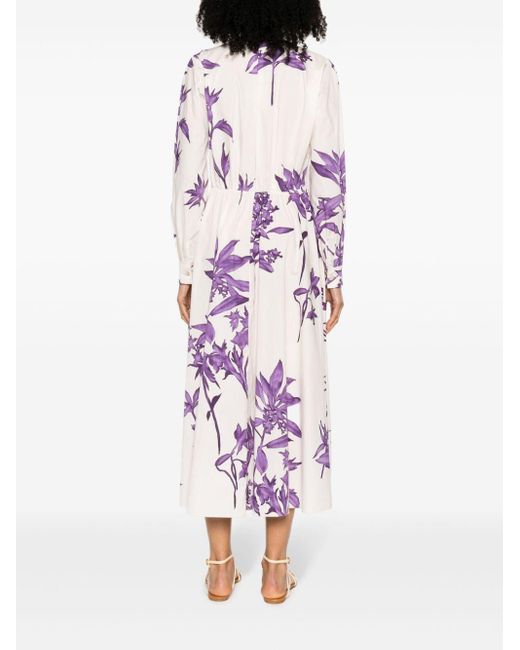 Vestido camisero largo con estampado floral Forte Forte de color Purple
