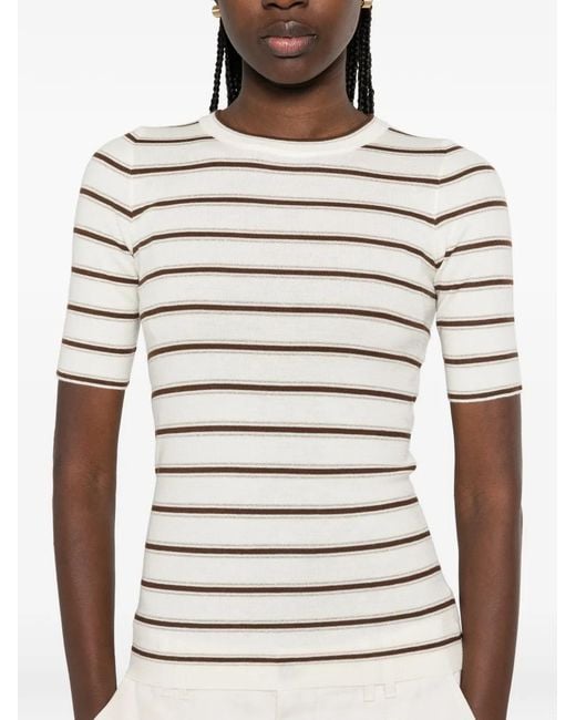 Brunello Cucinelli White Striped T-Shirt
