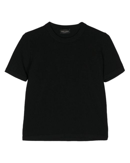 T-shirt en maille à col rond Roberto Collina en coloris Black