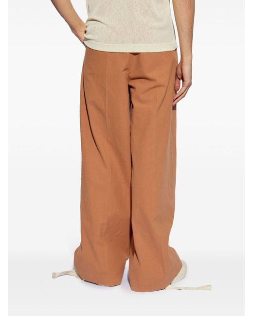 Nanushka Brown Pleat-detail Wide-leg Trousers for men