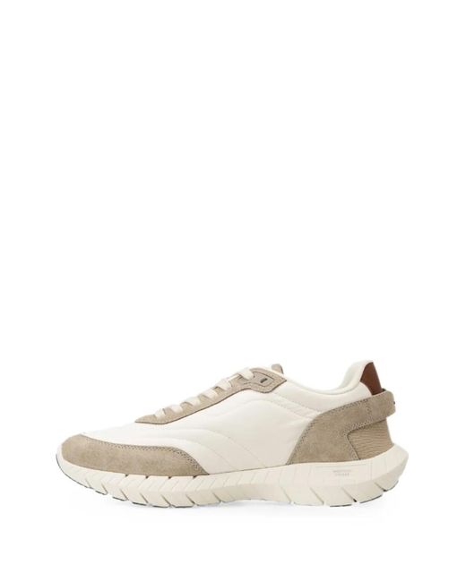 Boss White Motion Run Panelled Logo-Print Sneakers for men
