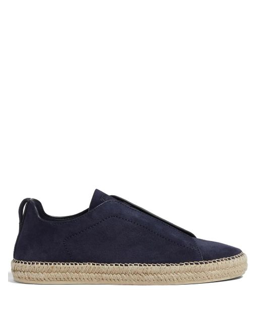 Zegna Blue Triple Stitch Espadrilles for men