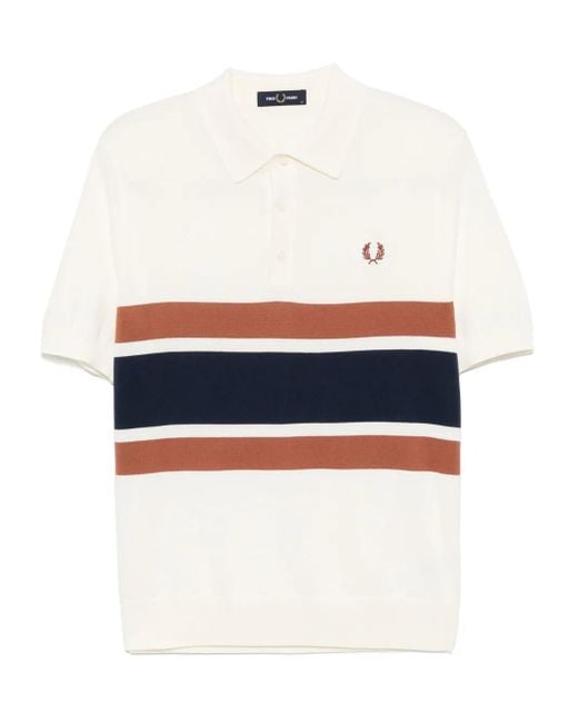 Fred Perry Gestricktes Poloshirt in White für Herren