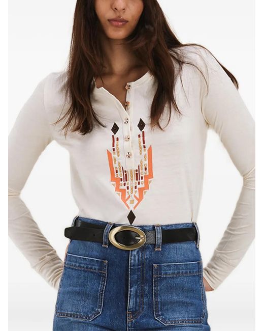 Fortela White T-Shirt À Broderie Poitrine