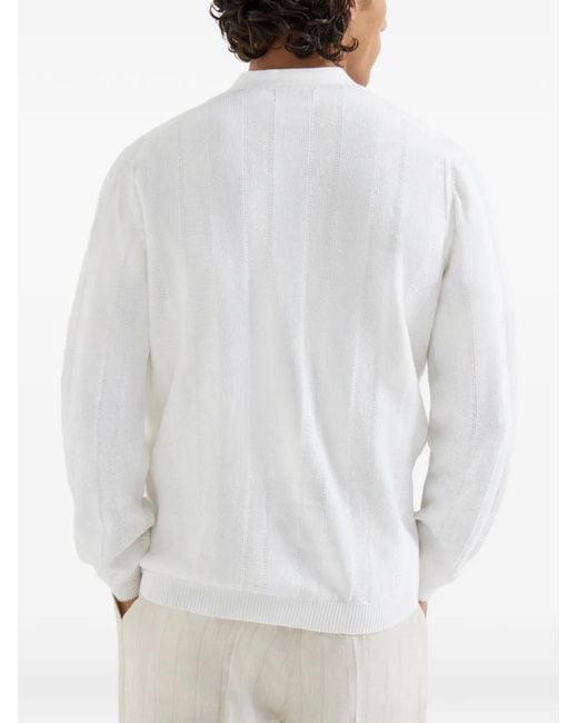 Brunello Cucinelli White Linen Cotton Cardigan For for men