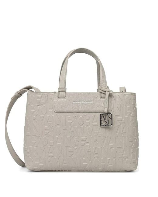 ARMANI EXCHANGE Gray Logo-Debossed Tote Bag