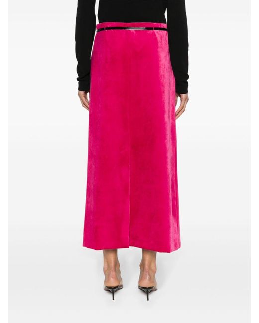 Gucci Pink Belted Velvet Maxi Skirt
