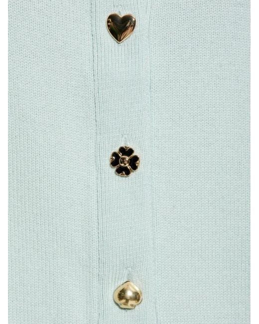 Kate Spade Blue Cardigan Boutonné En Laine Vierge