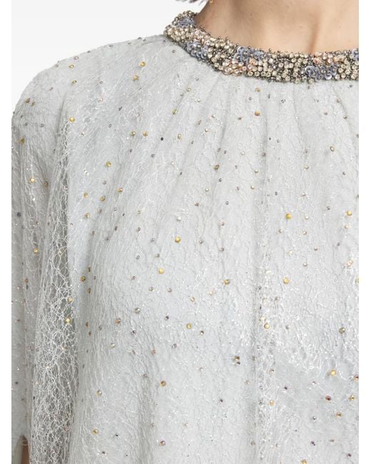Gemy Maalouf White Embellished-Collar Maxi Dress
