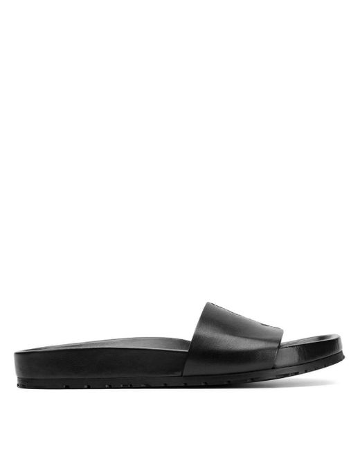 Saint Laurent Black Stitched Logo Pool Sandals